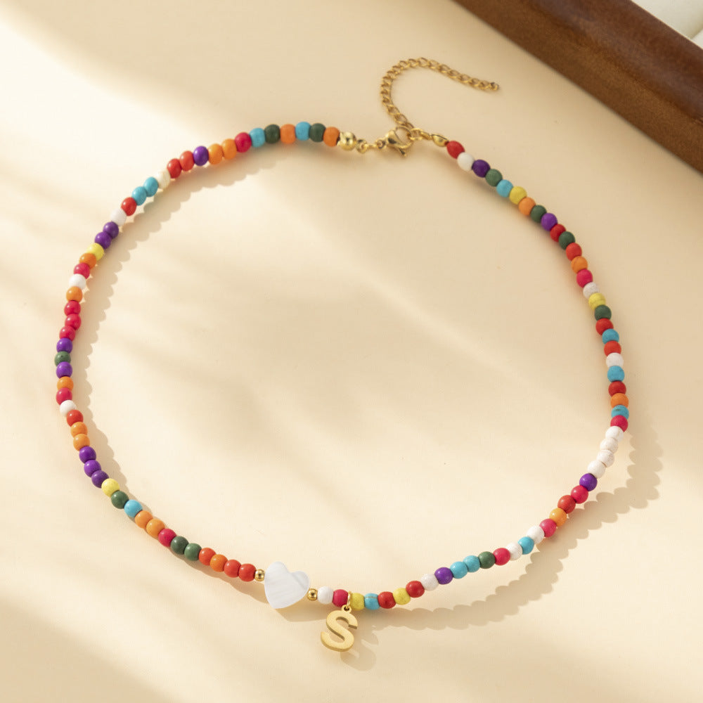 Bohemian - Vibe Dopamine Letter Necklaces: Cute Beaded Chokers for Girls & Women | Ideal Personalized Gifts
