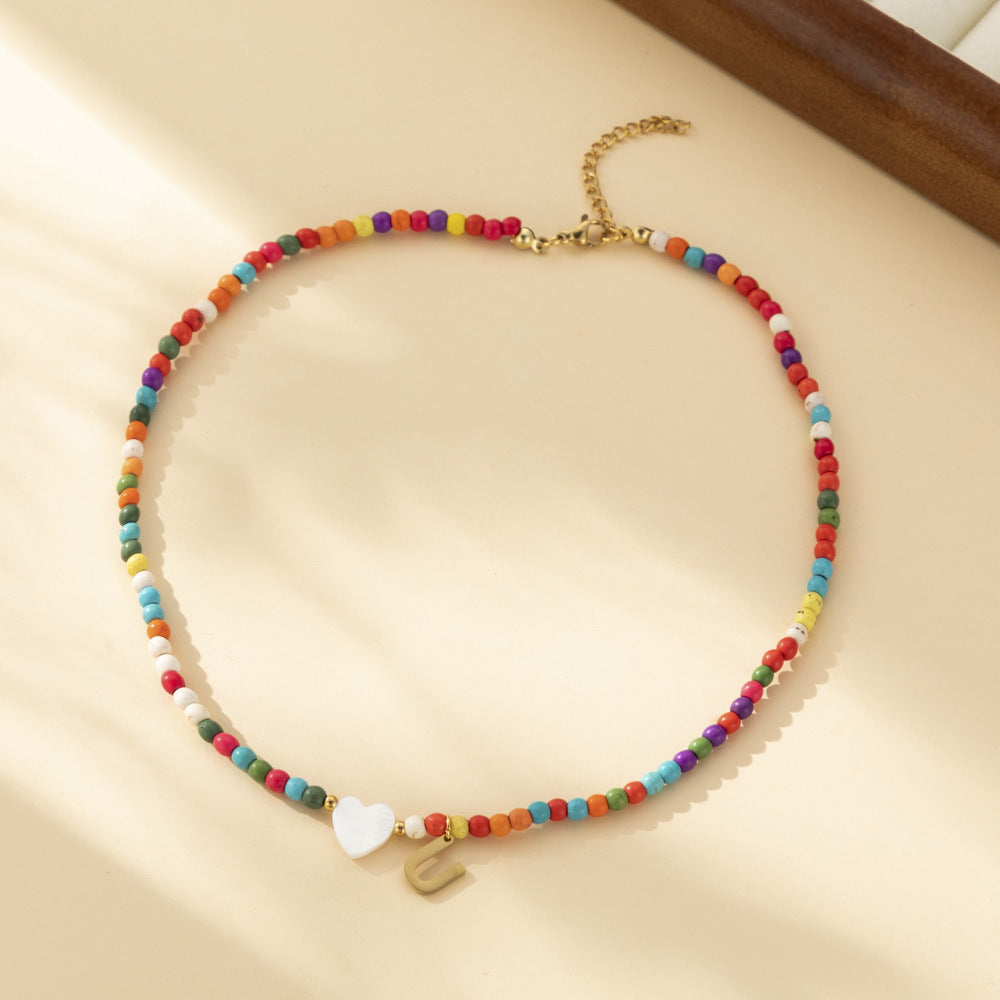 Bohemian - Vibe Dopamine Letter Necklaces: Cute Beaded Chokers for Girls & Women | Ideal Personalized Gifts
