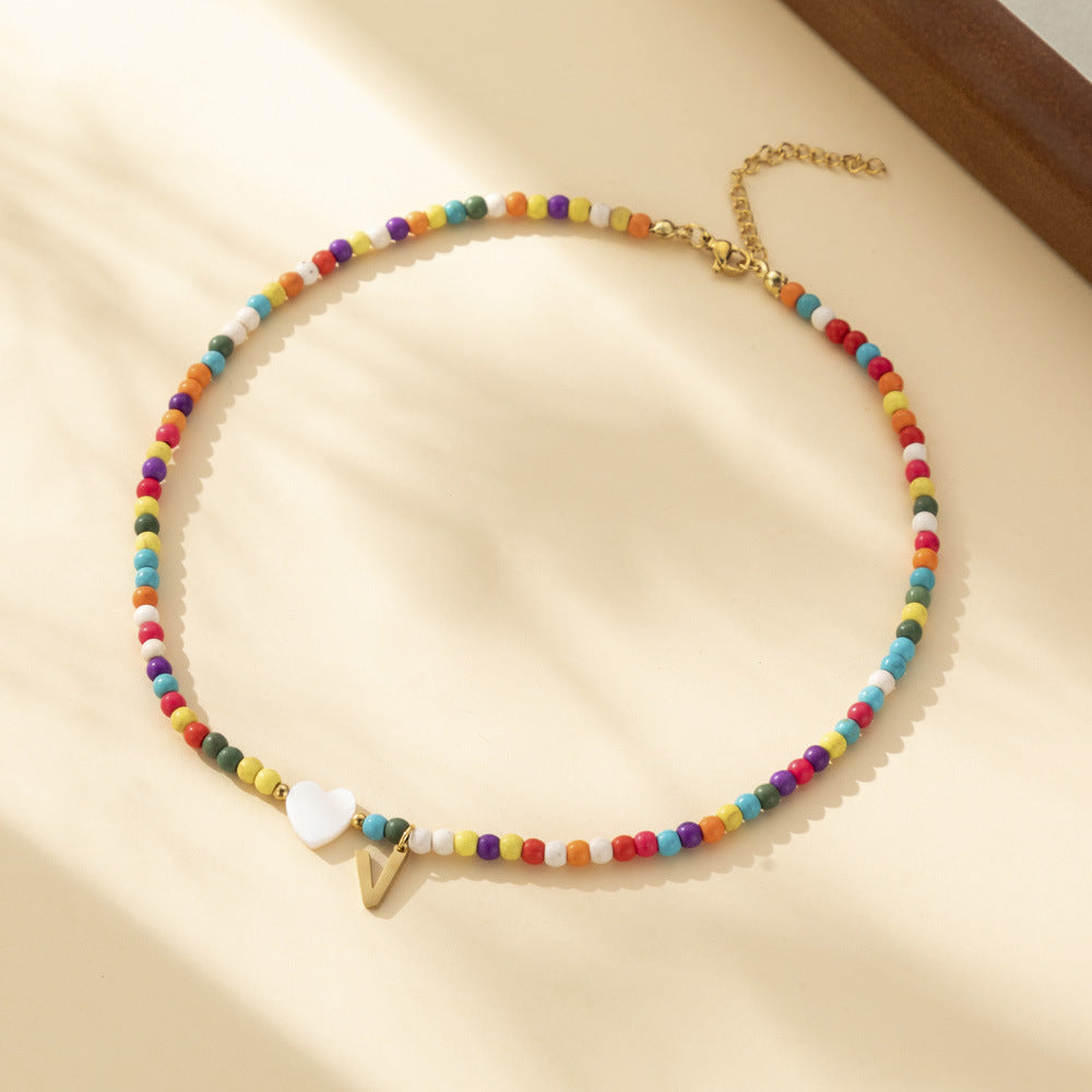 Bohemian - Vibe Dopamine Letter Necklaces: Cute Beaded Chokers for Girls & Women | Ideal Personalized Gifts
