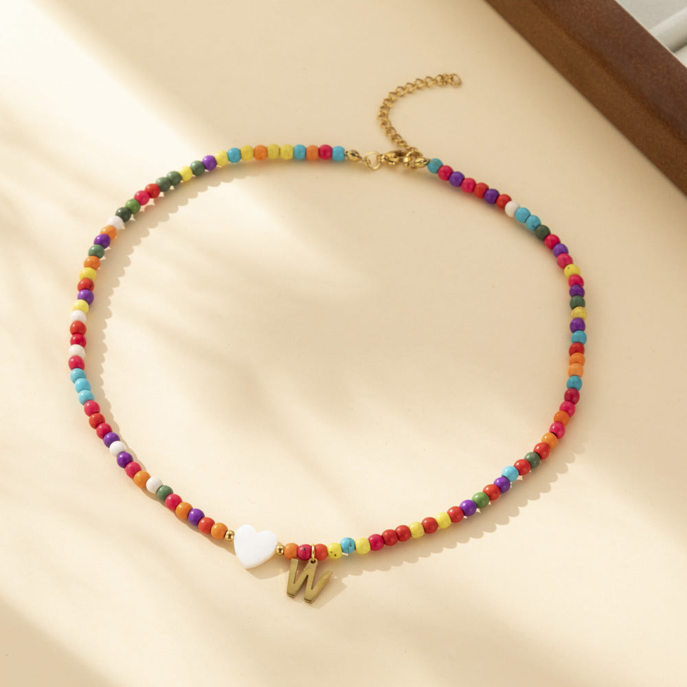 Bohemian - Vibe Dopamine Letter Necklaces: Cute Beaded Chokers for Girls & Women | Ideal Personalized Gifts