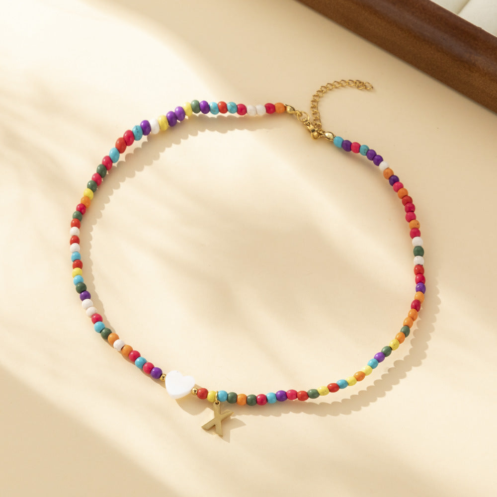 Bohemian - Vibe Dopamine Letter Necklaces: Cute Beaded Chokers for Girls & Women | Ideal Personalized Gifts