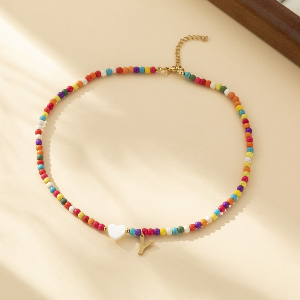 Bohemian - Vibe Dopamine Letter Necklaces: Cute Beaded Chokers for Girls & Women | Ideal Personalized Gifts