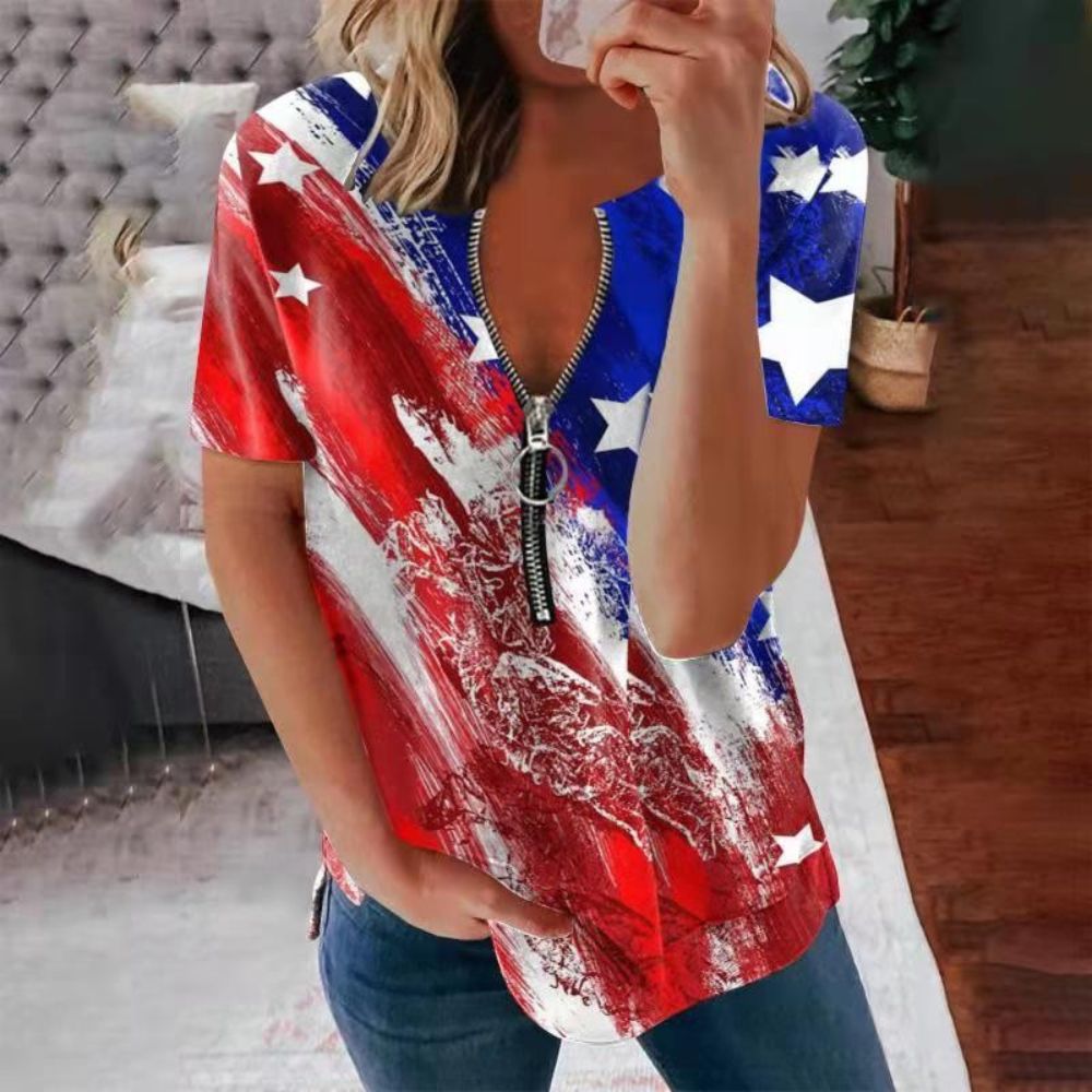 Independence Day V Neck Loose Top