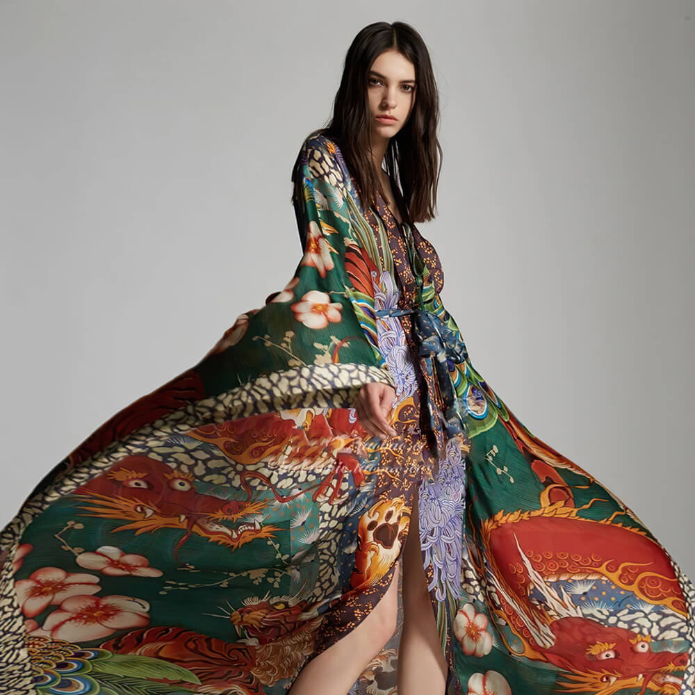 Vacation Beach Cover-Up Kimono Cardigan Robe Bikini Sun Shirt