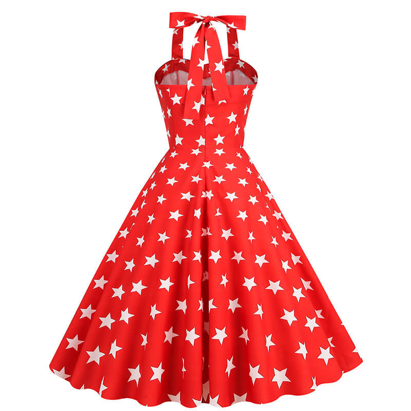 Independence Day Flag Neck Vintage Dress
