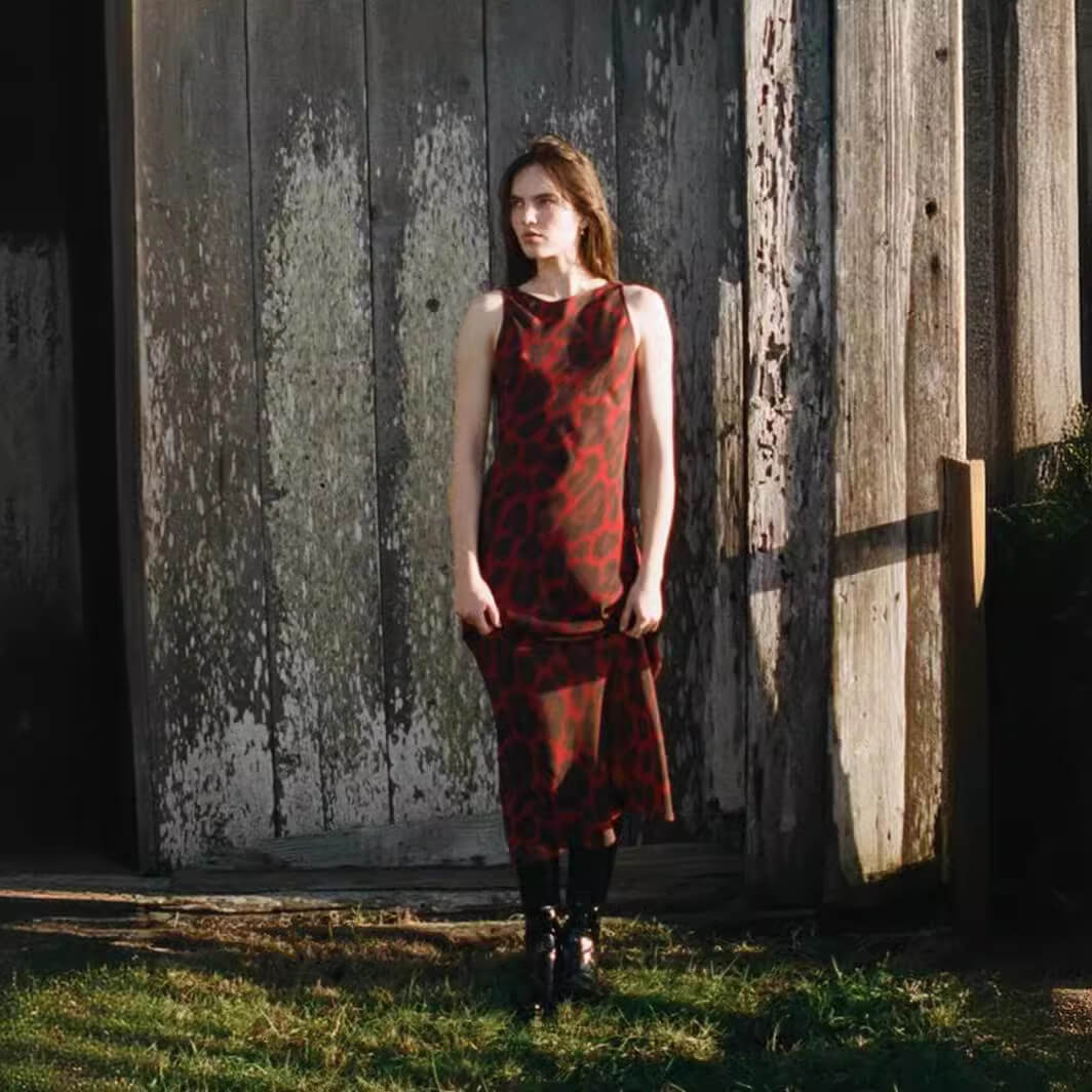 Vintage Blush Leopard Print Sleeveless Dress