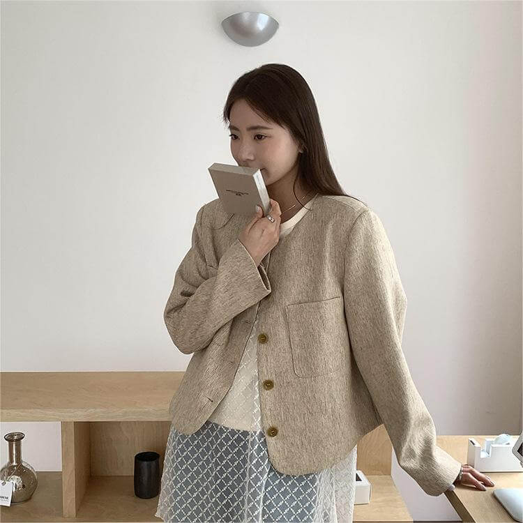 Early Spring Round Neck Small Perfume Short Jacket