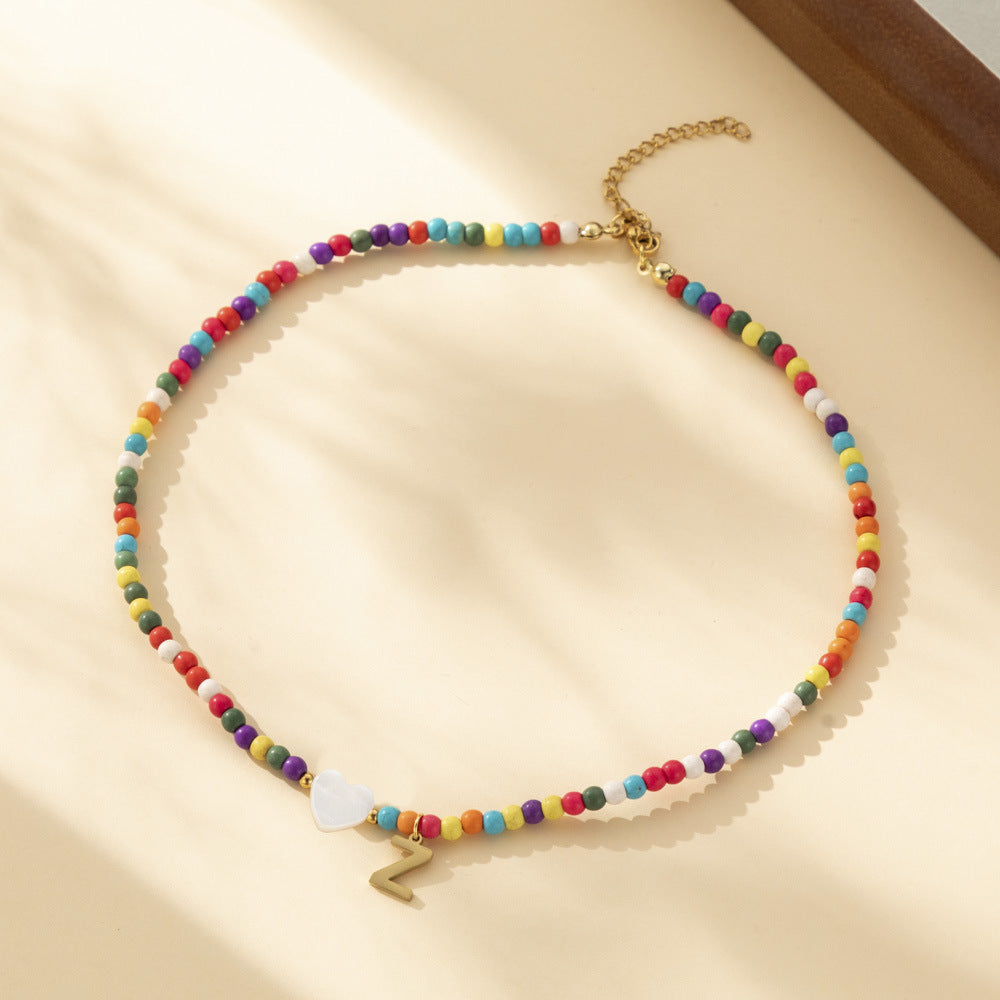Bohemian - Vibe Dopamine Letter Necklaces: Cute Beaded Chokers for Girls & Women | Ideal Personalized Gifts
