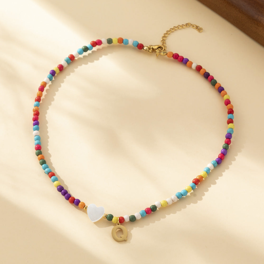 Bohemian - Vibe Dopamine Letter Necklaces: Cute Beaded Chokers for Girls & Women | Ideal Personalized Gifts