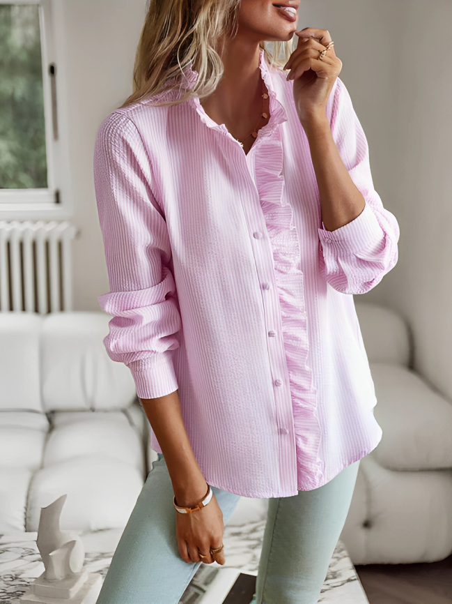 Pink Plain Long Sleeve Top