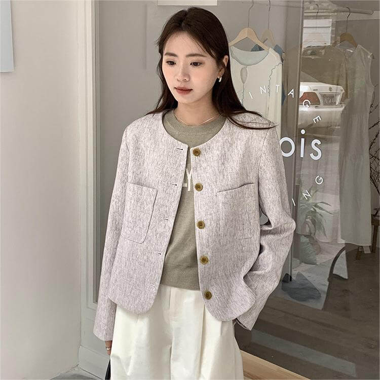 Early Spring Round Neck Small Perfume Short Jacket
