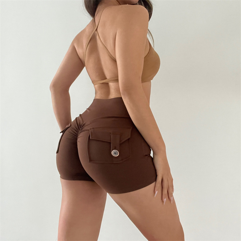Yoga Future Wide Waistband Flap Pocket Sports Shorts