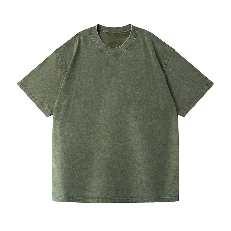 REINAREA Washed & Vintage Heavyweight 230g Cotton T-Shirt Loose Oversized Garment Washed Tee【096】