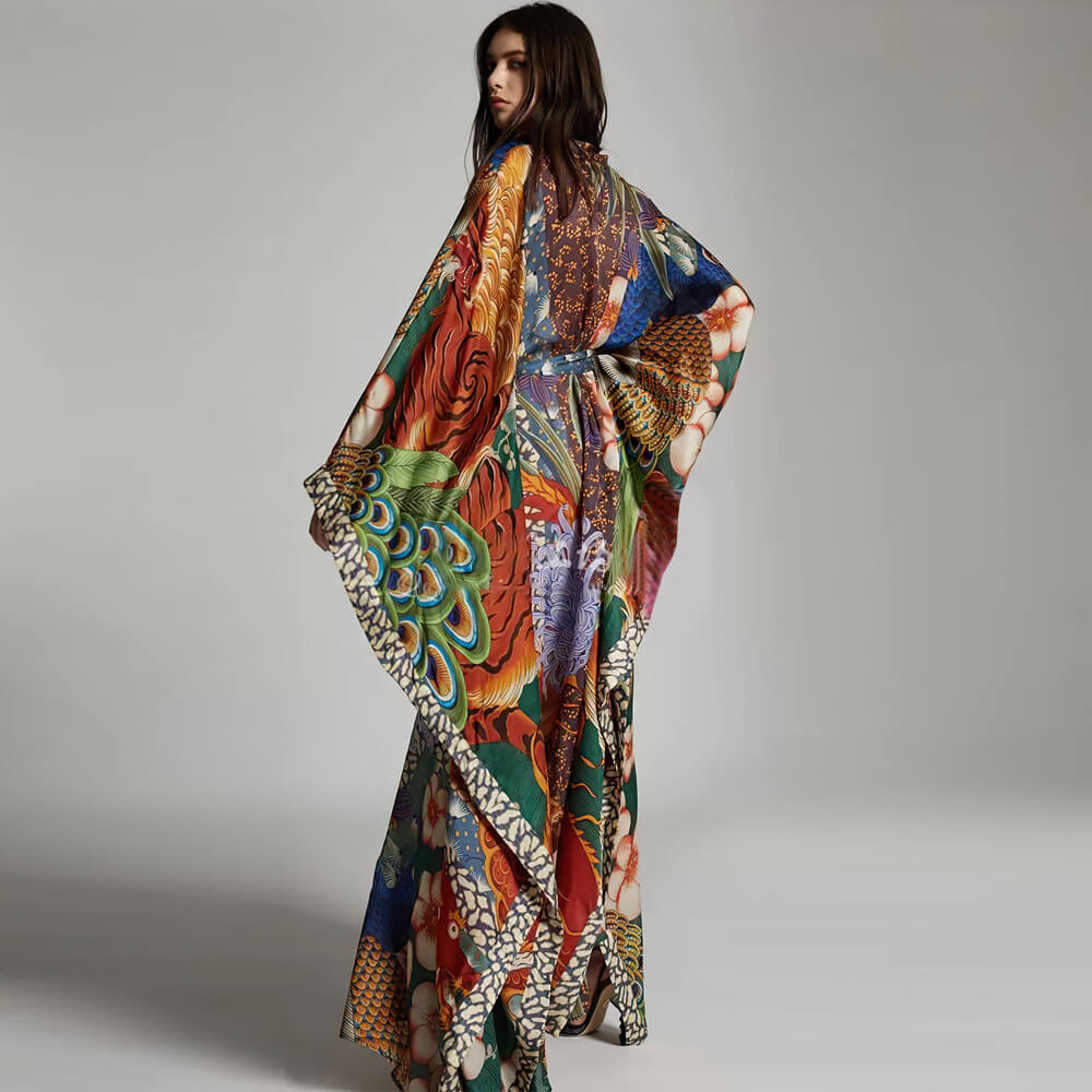 Vacation Beach Cover-Up Kimono Cardigan Robe Bikini Sun Shirt