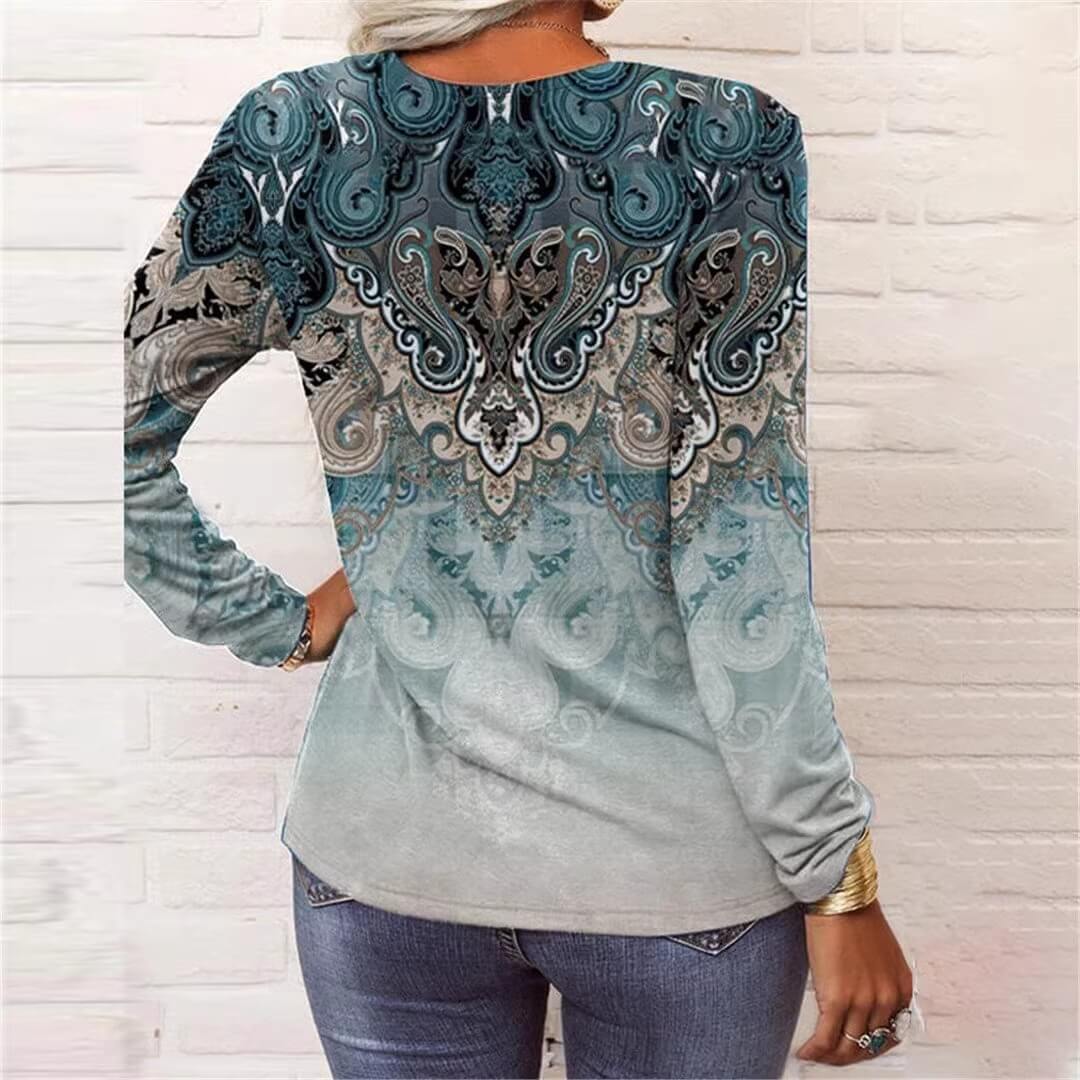 Fashion Ethnic Print Long Sleeve T-Shirt