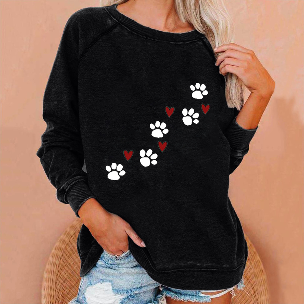 Valentine's Theme Couple Heart Paws Print Sweatshirt