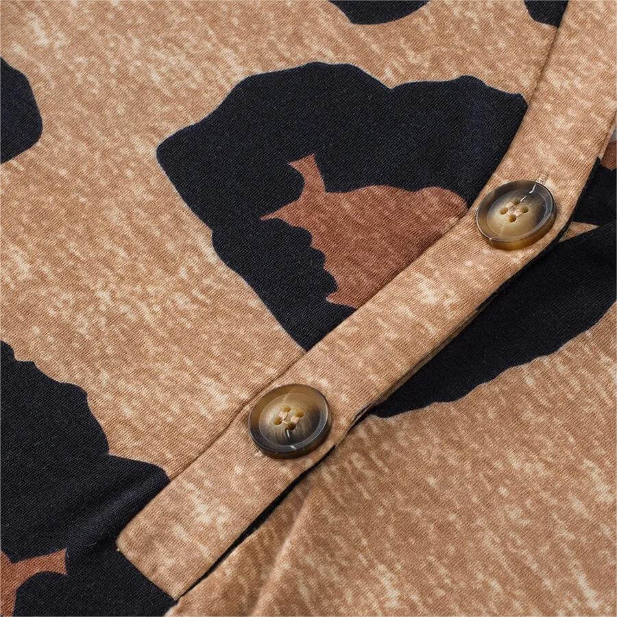 V-Neck Leopard Print Short Sleeve Shirt