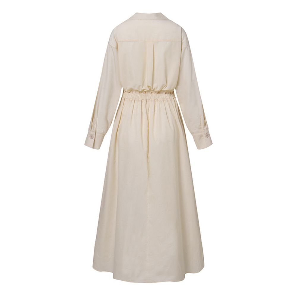 Fold Over Collar Side Pocket Maxi Dress