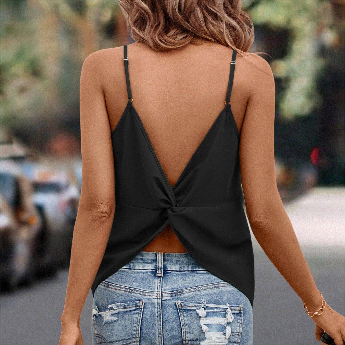 Summer Sexy Solid Color V-Neck Sleeveless Camisole