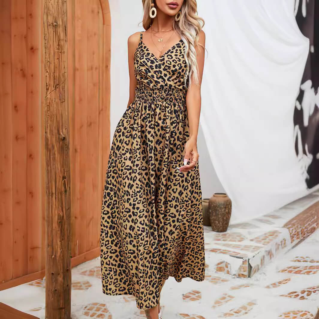 Summer Leopard Print Halter Dress