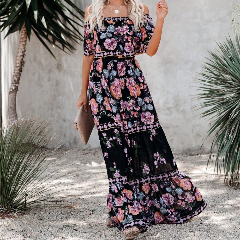Vintage Floral Printed Long Dresses
