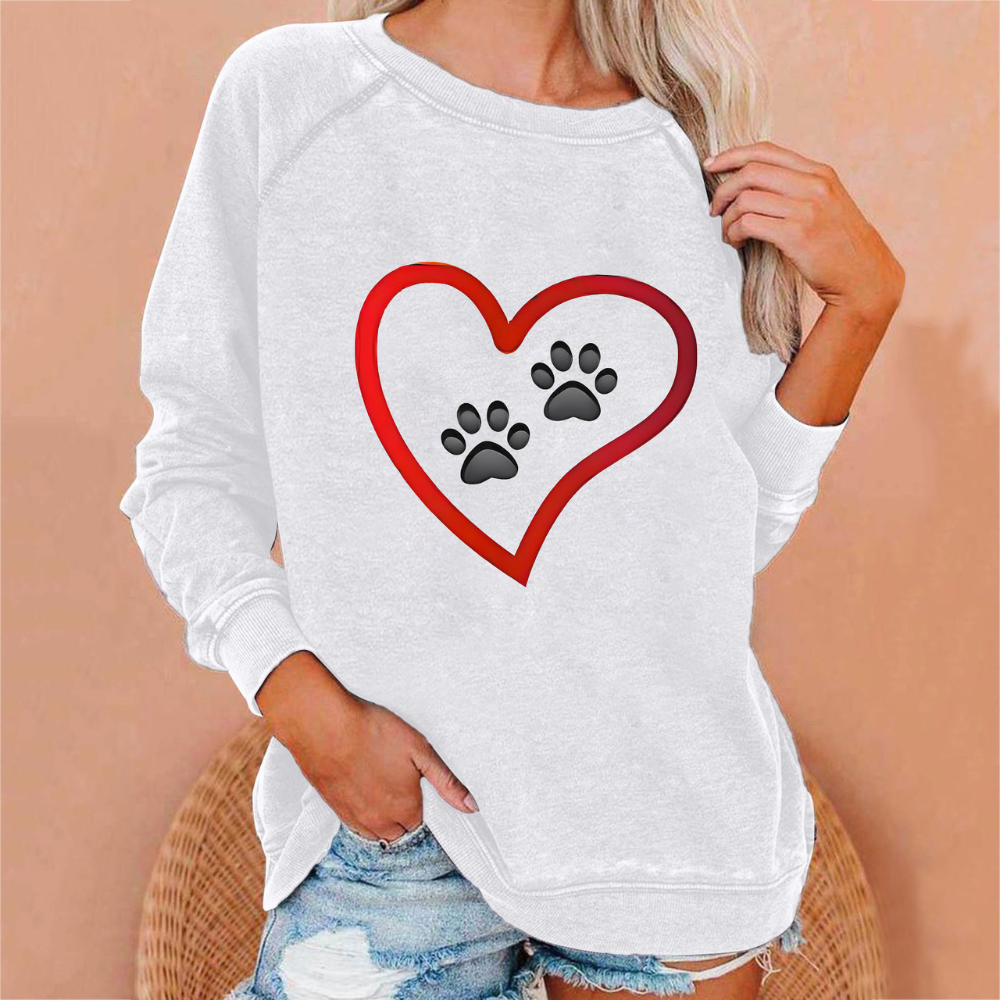 Valentine's Theme Couple Heart Paws Print Sweatshirt
