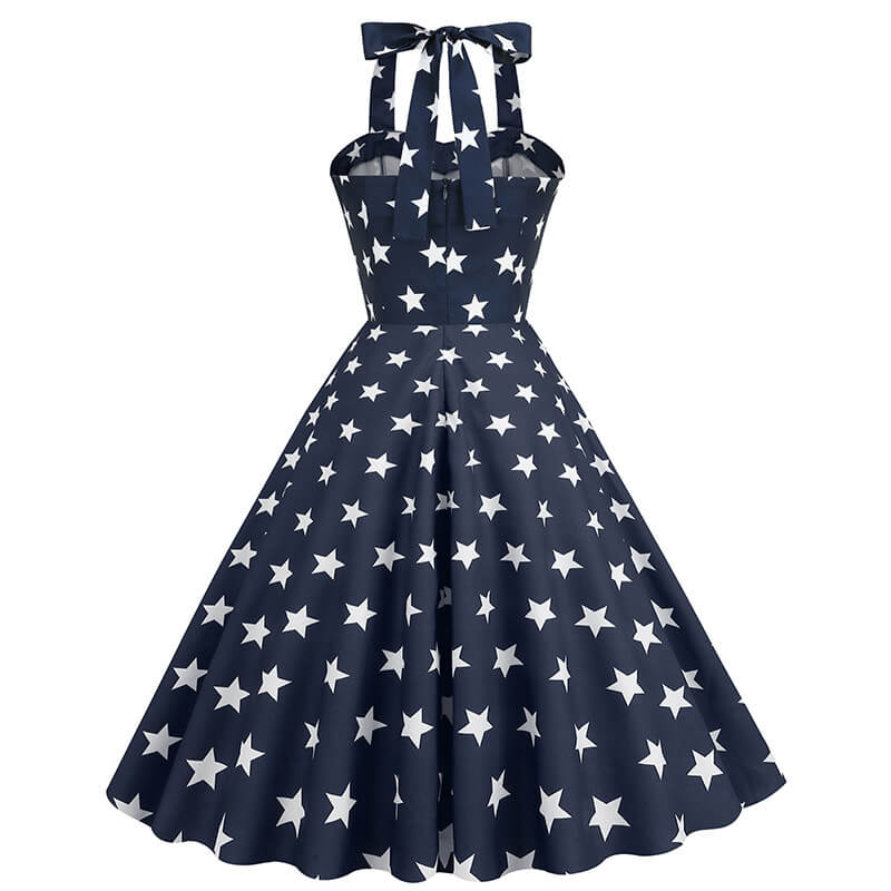 Independence Day Flag Neck Vintage Dress