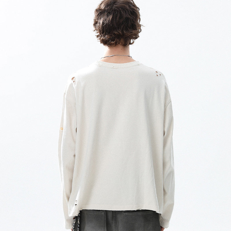 REINAREA Unisex American Retro Printed Long-Sleeve T-Shirts Loose-Fit Couple’s Tops