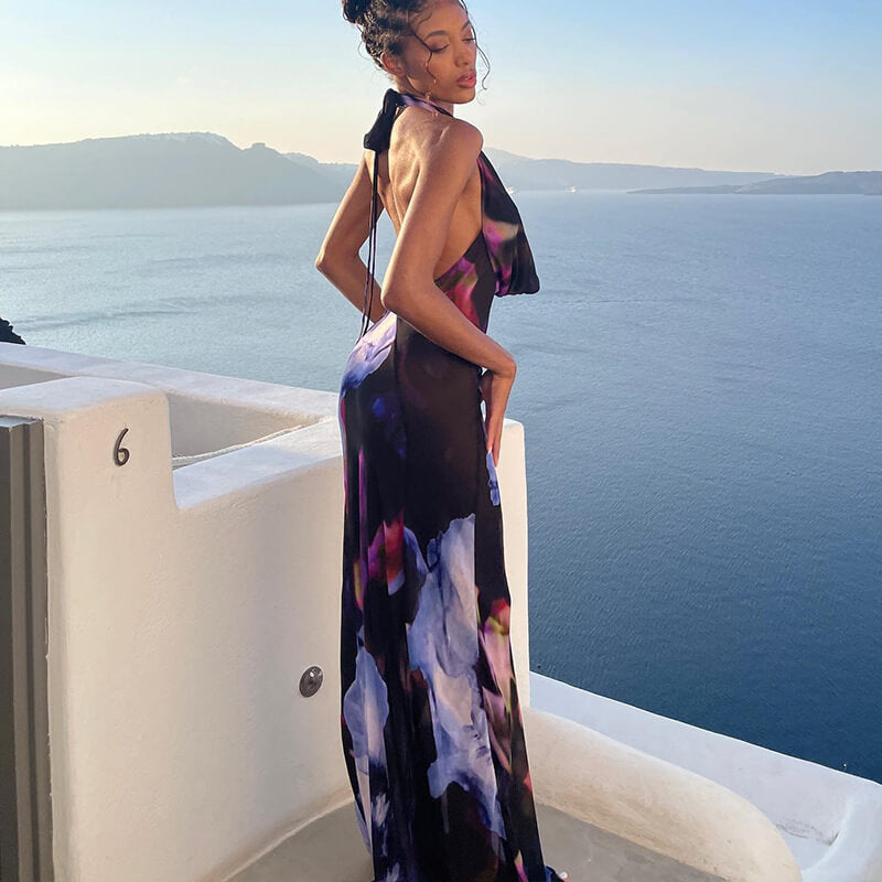 Sexy plunging neckline mid-length dress