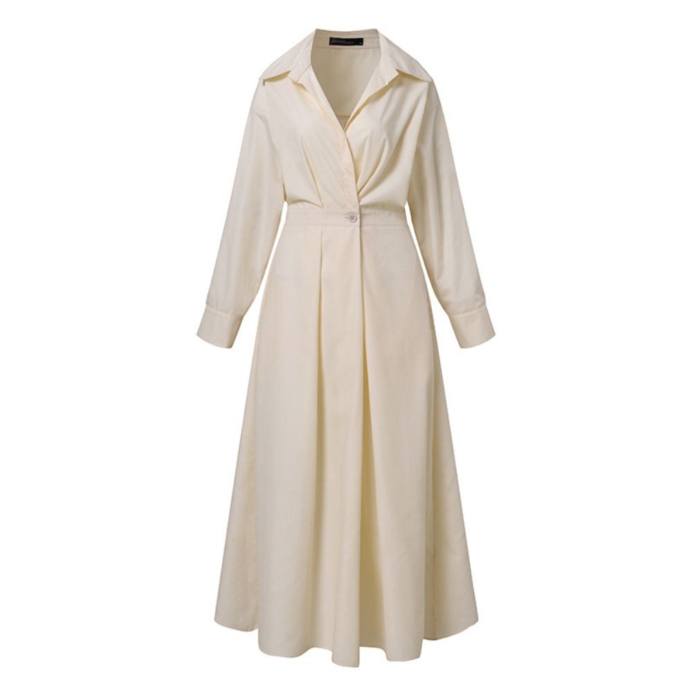 Fold Over Collar Side Pocket Maxi Dress