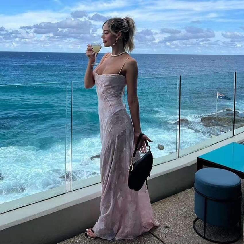 Sexy Seaside Fishbone Halter Dress