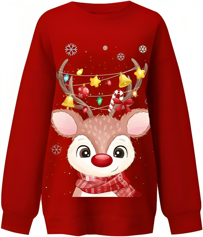 Long Sleeve Crew Neck Christmas Sweatshirt