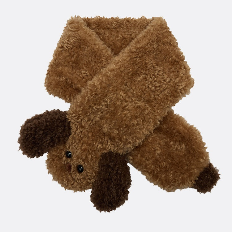 REINAREA Women's Cute Puppy Plush Scarf Cozy Winter Warm Neck Warmer