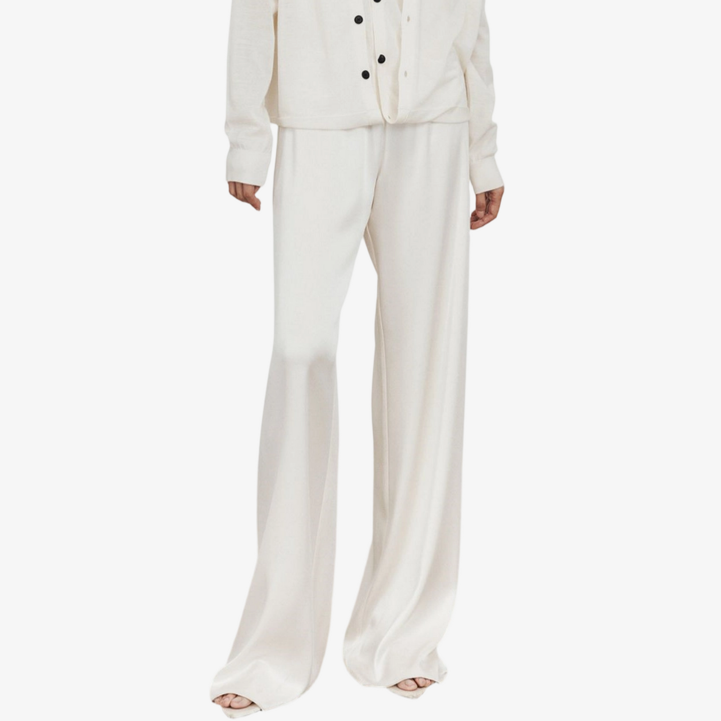 REINAREA New Spring & Summer Satin Wide Leg Pants Women Straight Ice Silk Floor Length Trousers