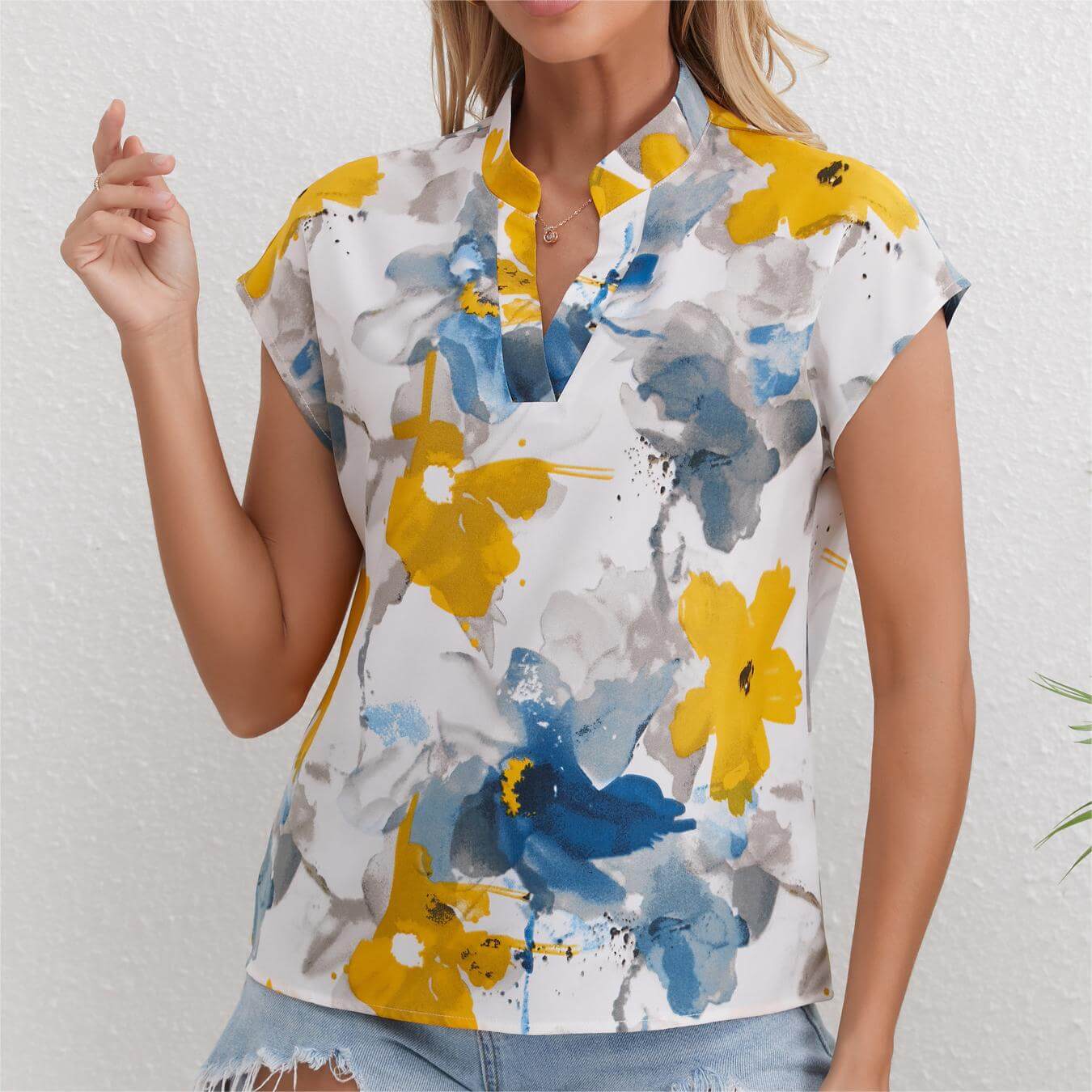 Printed Loose Short Sleeve Women's Shirt
