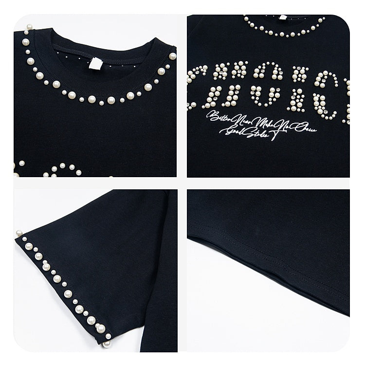 REINAREA Unisex Hiphop Rhinestone-Embellished Letter Print Short-Sleeve T-Shirt Heavyweight Couple’s Half-Sleeve Top