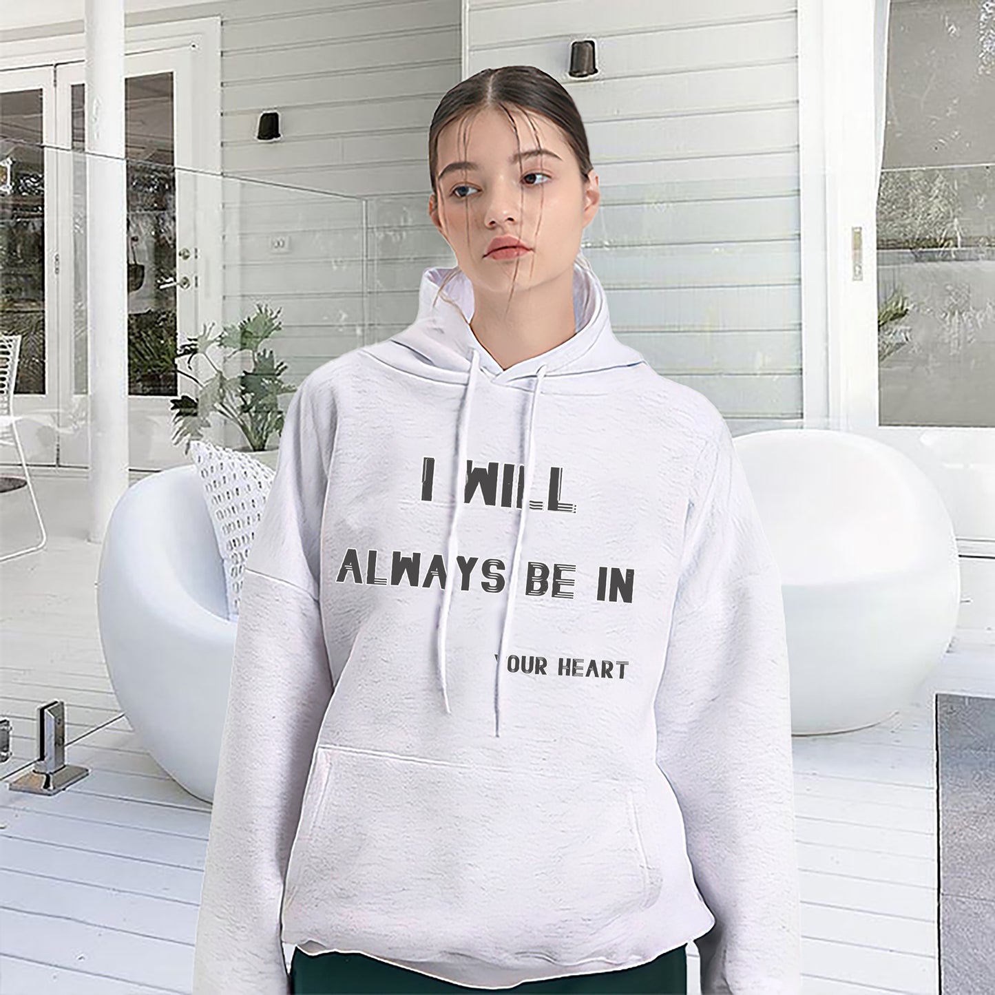 Basic Printed Long Sleeve Hoodie