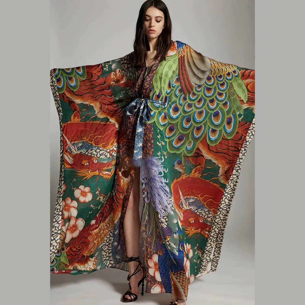 Vacation Beach Cover-Up Kimono Cardigan Robe Bikini Sun Shirt