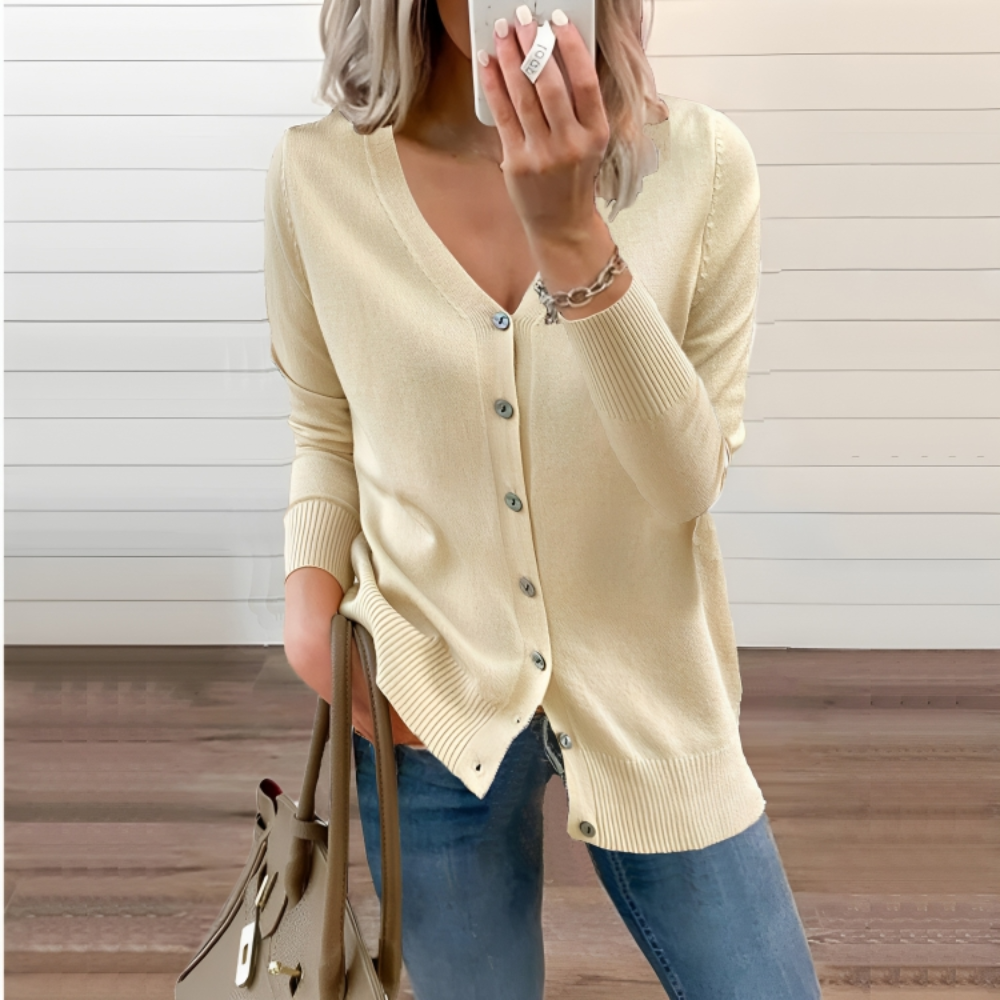 V Neck Jacket Buttons Thin Cardigan