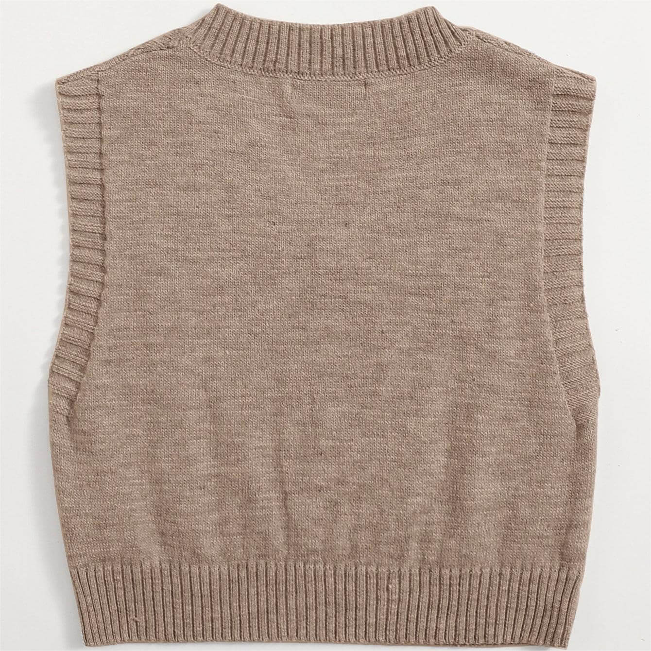 Twisted V-neck knit vest