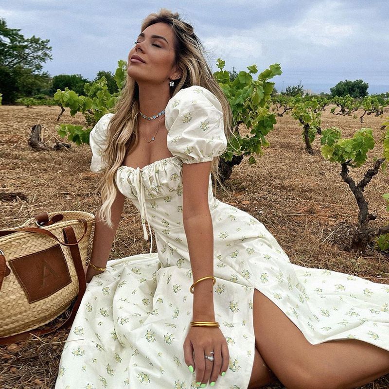Premium airy fashion vacation floral dress