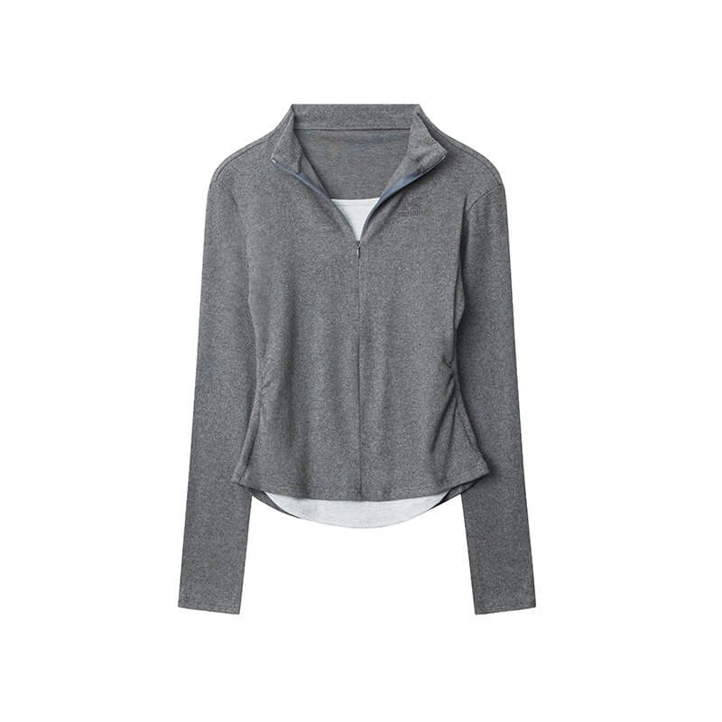 Slim Half Zipper Fake Two Piece Long Sleeve T-Shirt