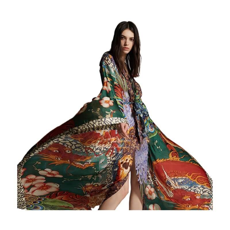 Vacation Beach Cover-Up Kimono Cardigan Robe Bikini Sun Shirt