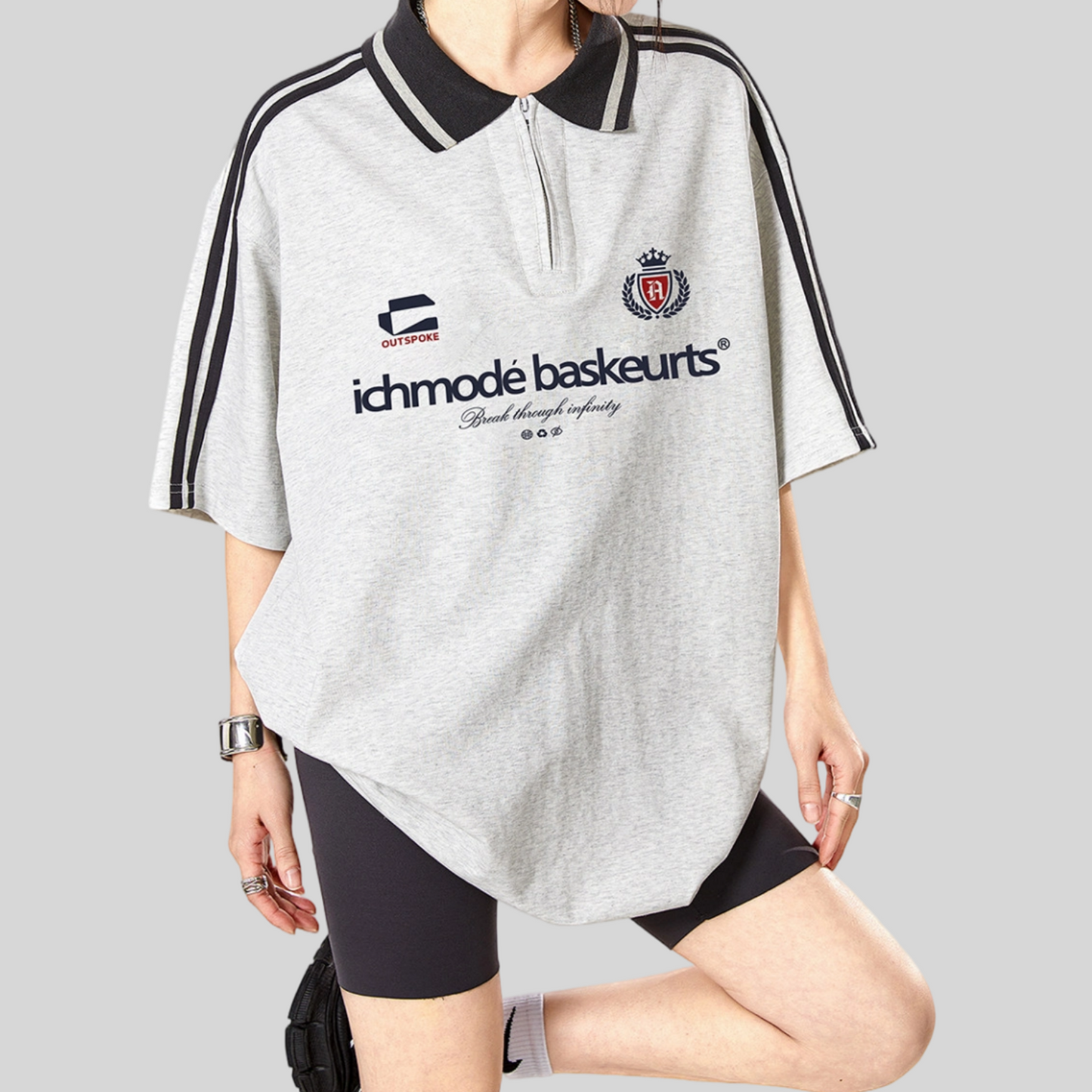 REINAREA New Spring & Summer Women's American Style Polo Shirt, Loose Sports Short Sleeve Top