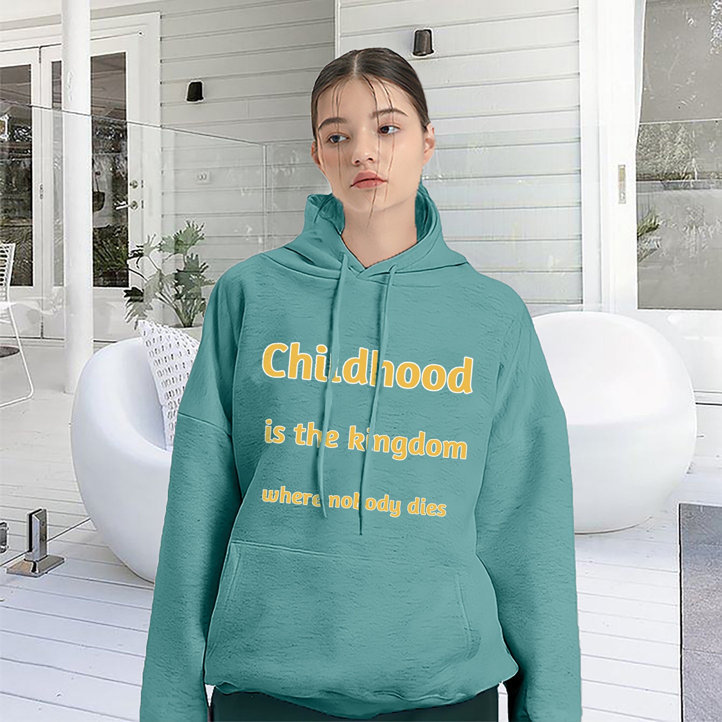 Basic Printed Long Sleeve Hoodie