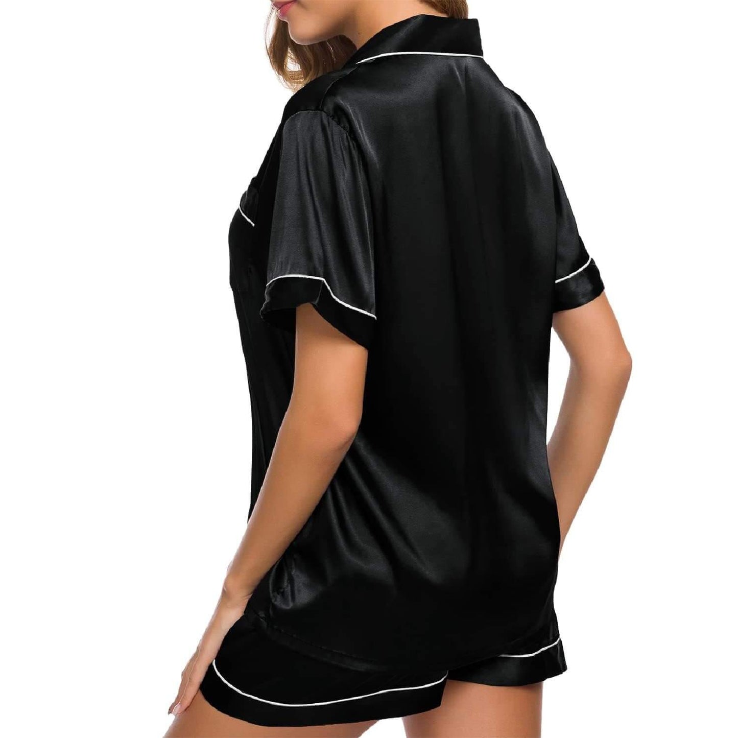 Women Silk Satin Pyjama Two Piece Pj Sets Button Down Loungewear
