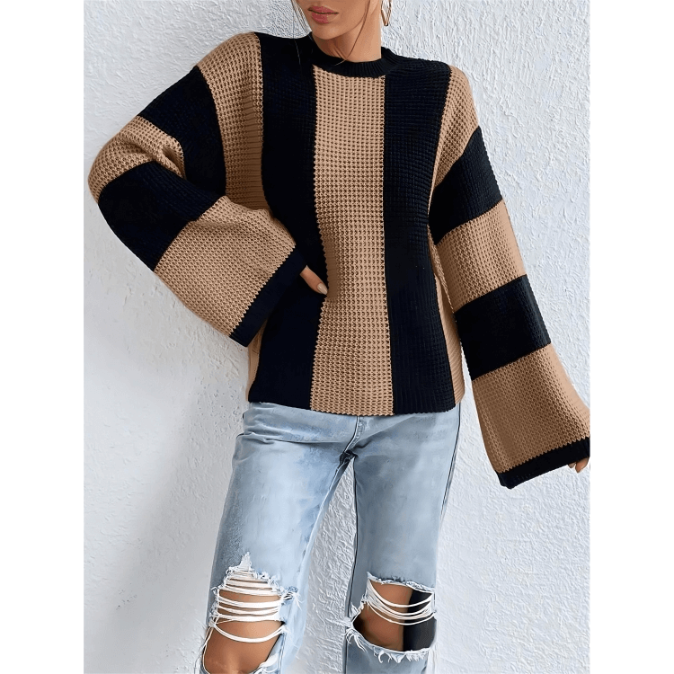 Casual Simple Style Color Block Stripe Sweater