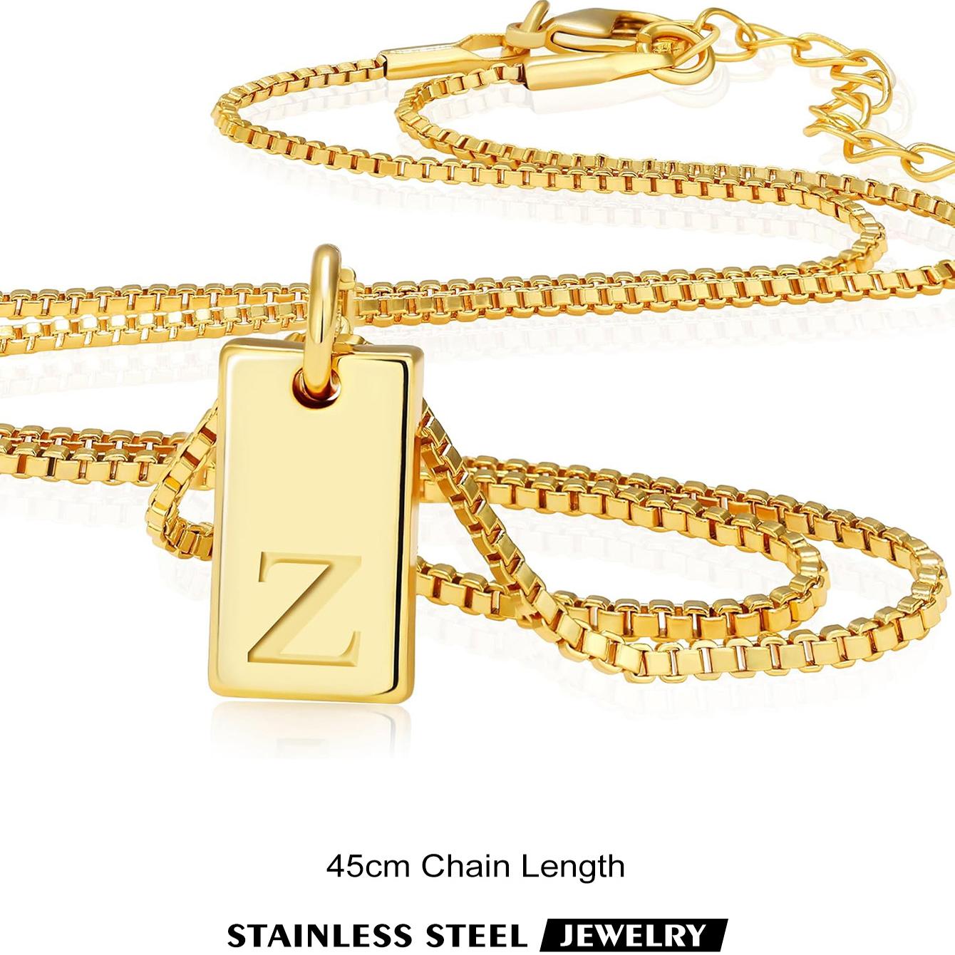 18K Gold Plated Initial Letter Necklace for Women - Elegant Rectangular Pendant Jewelry, Unique Festival Gift