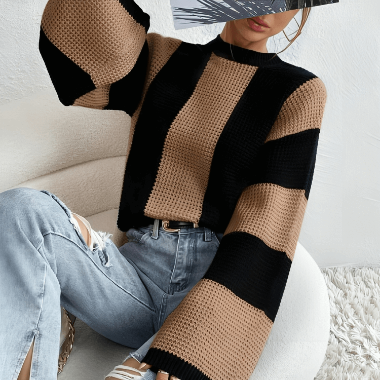 Casual Simple Style Color Block Stripe Sweater