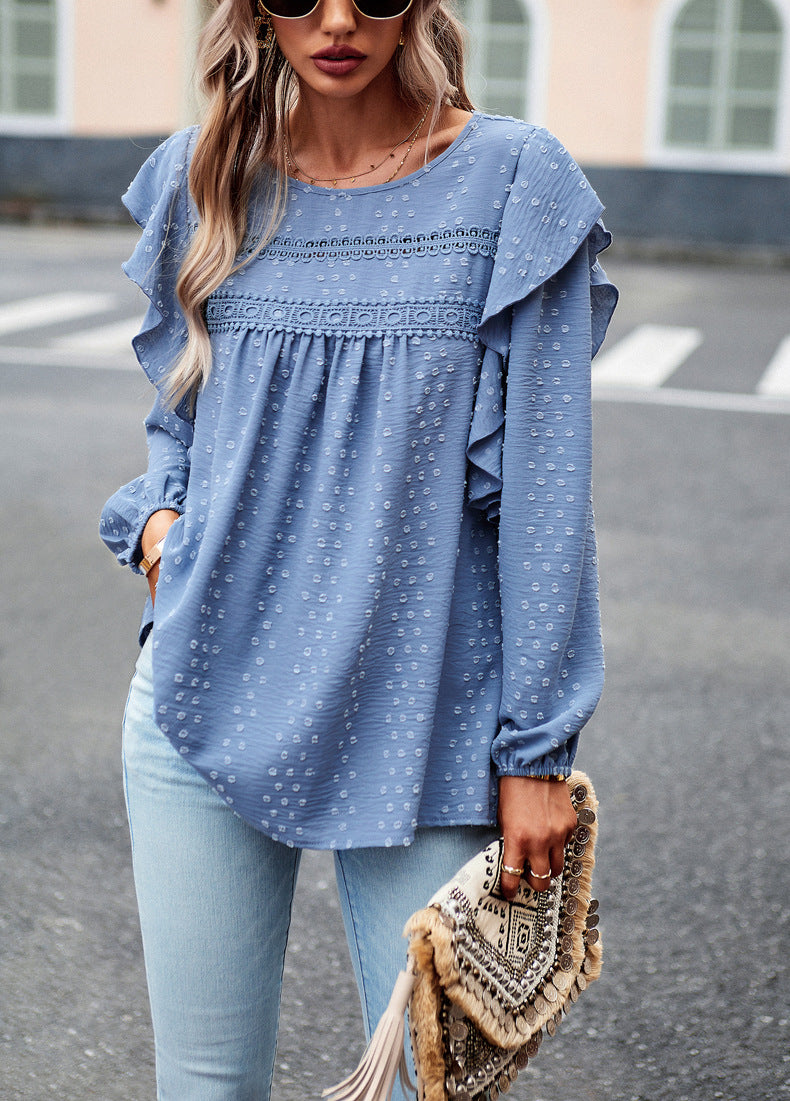 Solid Color Shirt Casual Long Sleeve Top